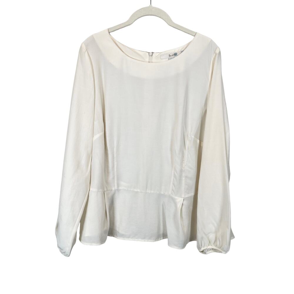 Boden Silk Peplum Zipper Back Blouse Cream Lovely blouse. Fits a bit large.